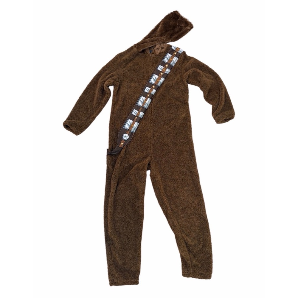 Star Wars Chewbacca Union Suit Mens Medium Brown Fleece Hooded Costume Pajamas